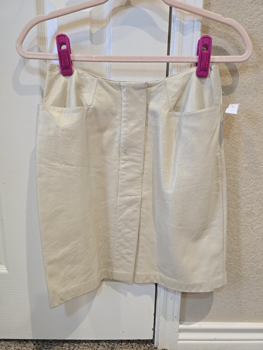 Oscar de La Renta Vintage Light Gold Leather Skirt Size 6
